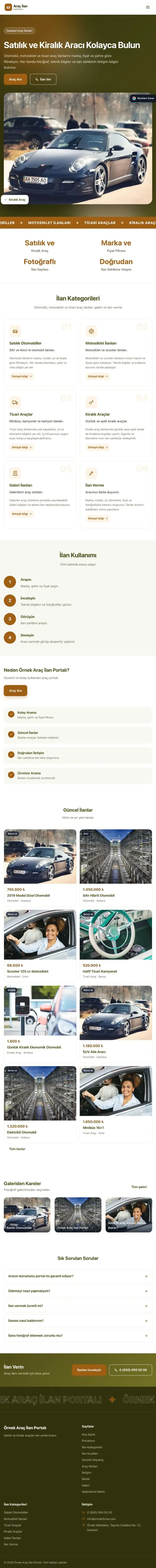Hareketli Zeytin Turuncu – Araç İlan Portalı Web Sitesi tablet görünümü