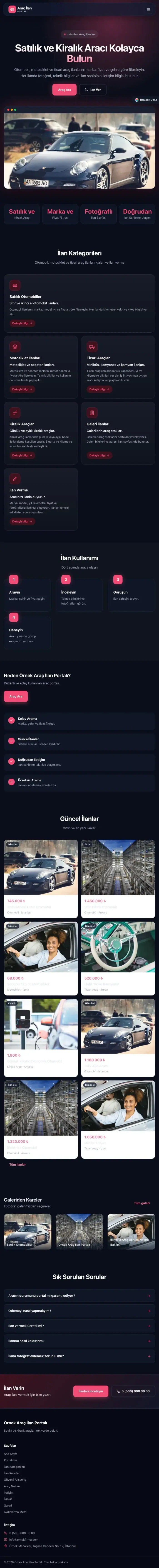 Koyu Modern Lacivert Kırmızı – Araç İlan Portalı Web Sitesi tablet görünümü