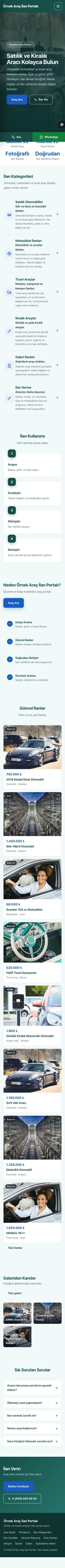 Sol Menü Petrol Mavi – Araç İlan Portalı Web Sitesi mobil görünümü