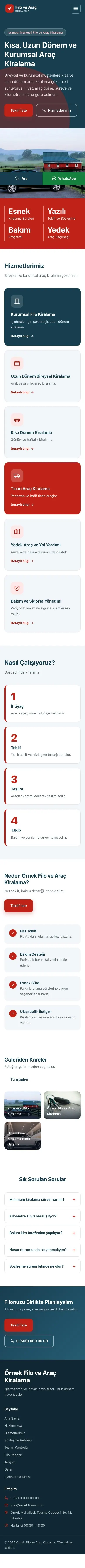 Blok Mavi Kırmızı – Araç Kiralama Web Sitesi mobil görünümü