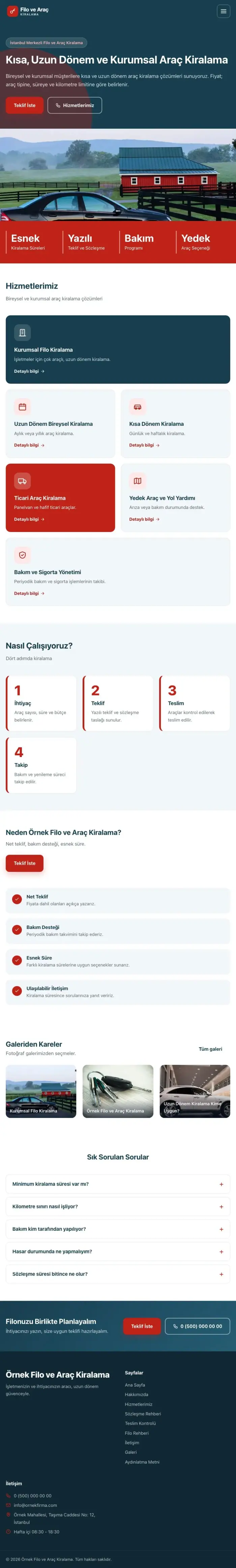 Blok Mavi Kırmızı – Araç Kiralama Web Sitesi tablet görünümü