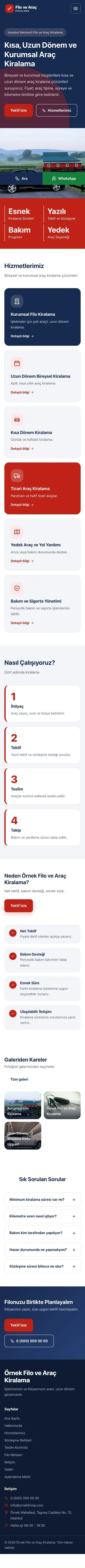 Blok Mavi Kırmızı II – Araç Kiralama Web Sitesi mobil görünümü