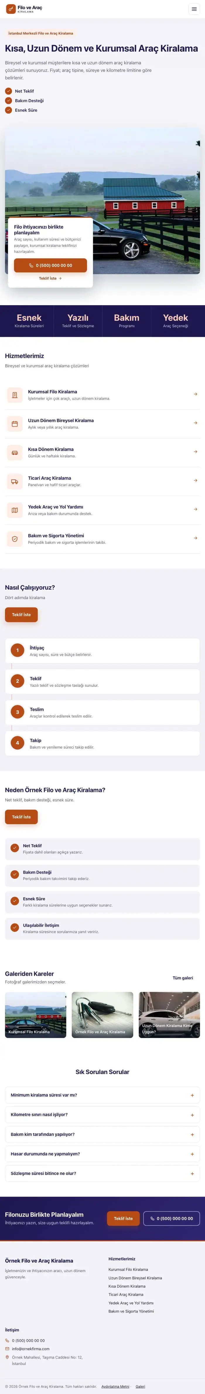 Bölünmüş Lacivert Turuncu – Araç Kiralama Web Sitesi tablet görünümü