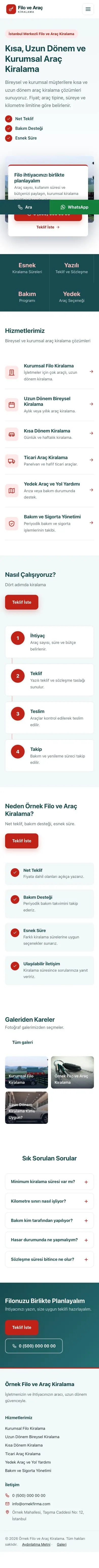 Bölünmüş Petrol Kırmızı – Araç Kiralama Web Sitesi mobil görünümü