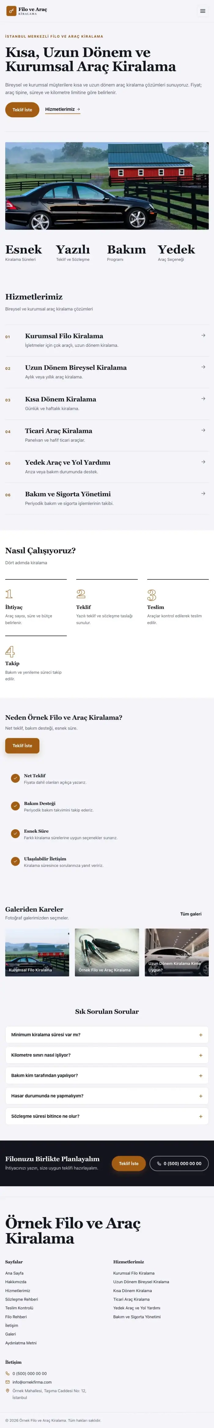Editoryal Lacivert Turuncu – Araç Kiralama Web Sitesi tablet görünümü