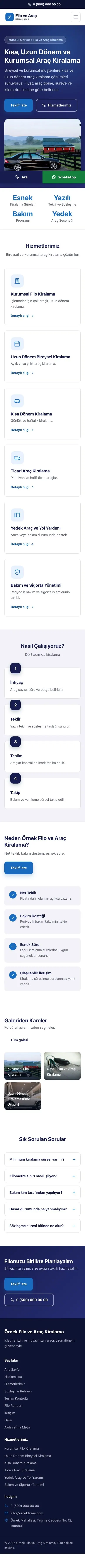 Klasik Lacivert Mavi – Araç Kiralama Web Sitesi mobil görünümü