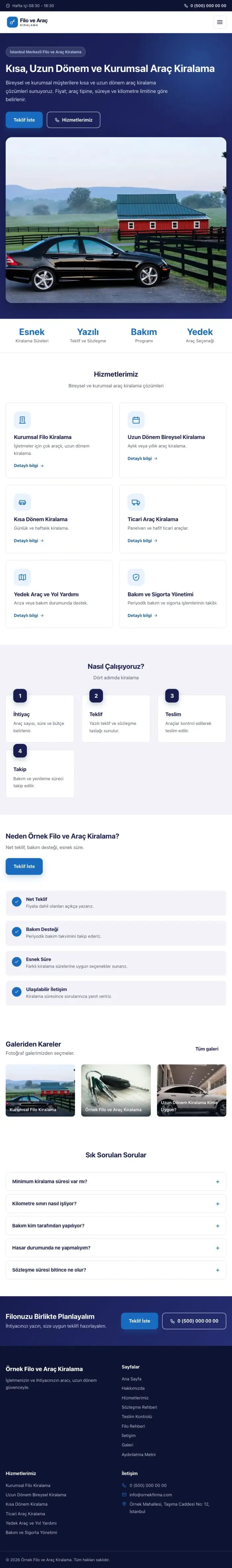 Klasik Lacivert Mavi – Araç Kiralama Web Sitesi tablet görünümü
