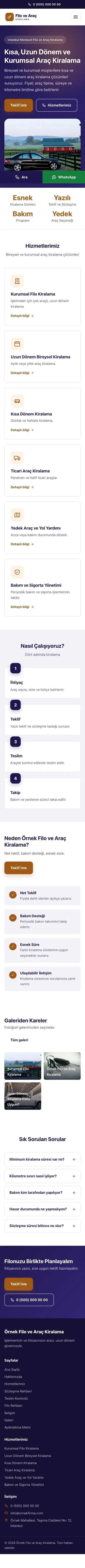 Klasik Lacivert Turuncu – Araç Kiralama Web Sitesi mobil görünümü