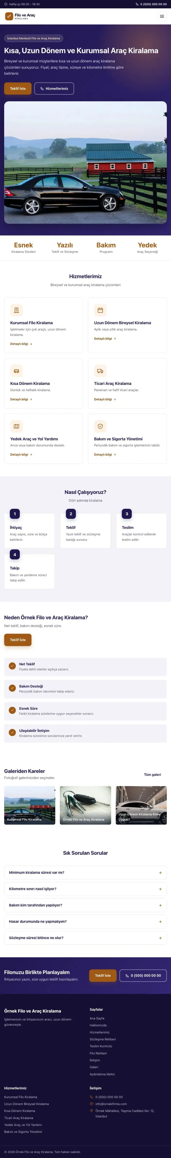 Klasik Lacivert Turuncu – Araç Kiralama Web Sitesi tablet görünümü