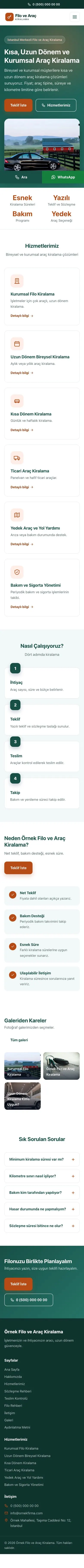 Klasik Petrol Turuncu – Araç Kiralama Web Sitesi mobil görünümü