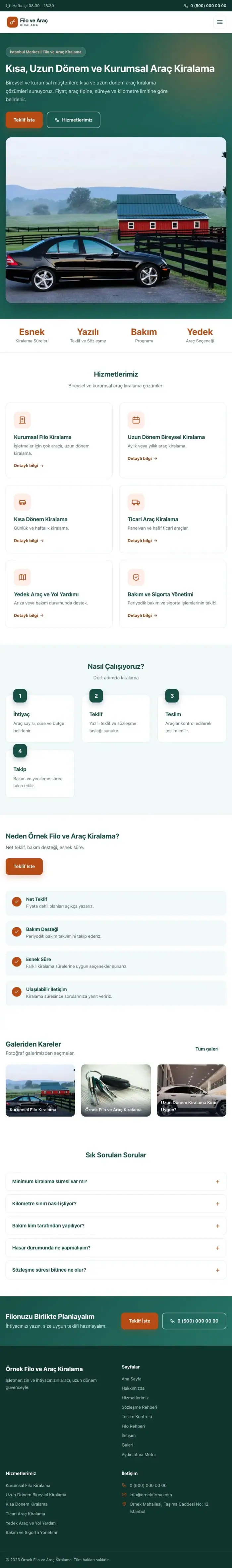 Klasik Petrol Turuncu – Araç Kiralama Web Sitesi tablet görünümü