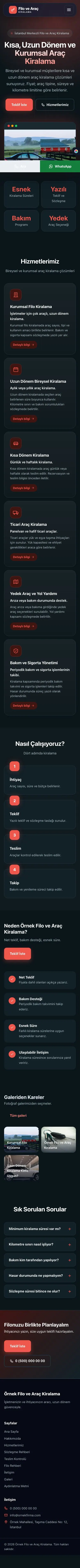 Koyu Modern Mavi Kırmızı – Araç Kiralama Web Sitesi mobil görünümü