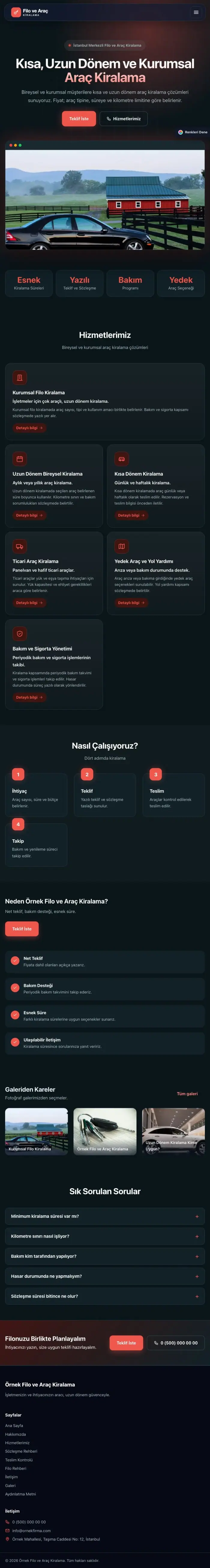 Koyu Modern Mavi Kırmızı – Araç Kiralama Web Sitesi tablet görünümü