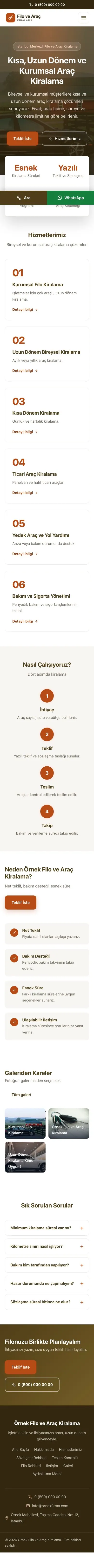 Merkez Kahve Turuncu – Araç Kiralama Web Sitesi mobil görünümü
