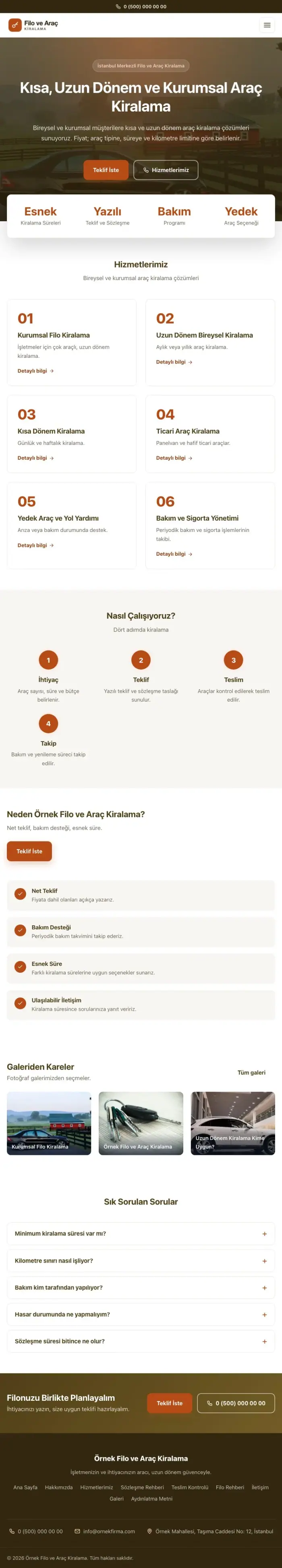 Merkez Kahve Turuncu – Araç Kiralama Web Sitesi tablet görünümü