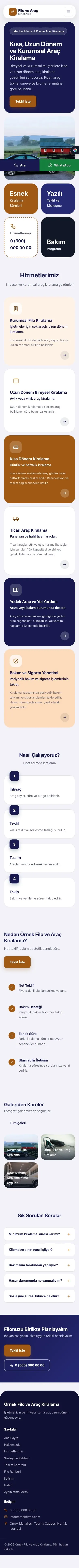 Mozaik Lacivert Turuncu – Araç Kiralama Web Sitesi mobil görünümü