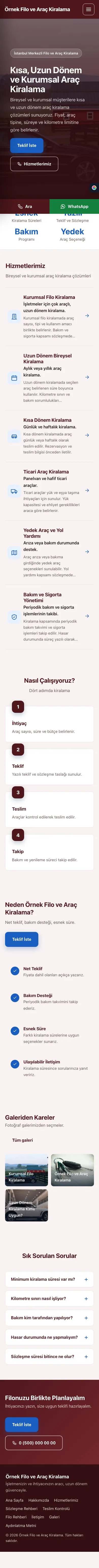 Sol Menü Bordo Mavi – Araç Kiralama Web Sitesi mobil görünümü