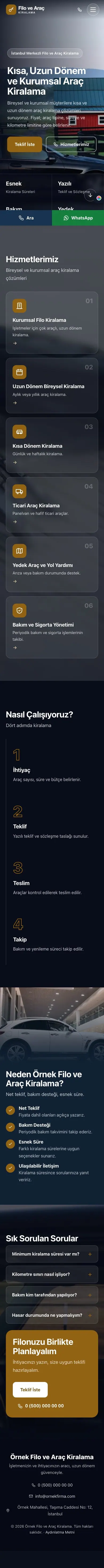 Tam Ekran Mavi Turuncu – Araç Kiralama Web Sitesi mobil görünümü