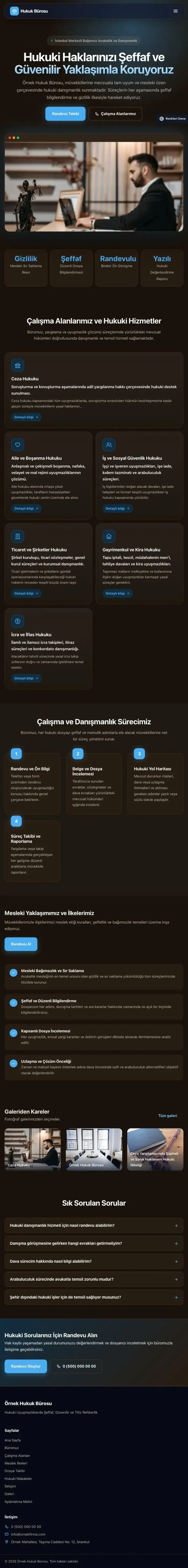 Koyu Modern Kahve Mavi – Avukat ve Hukuk Bürosu Web Sitesi tablet görünümü