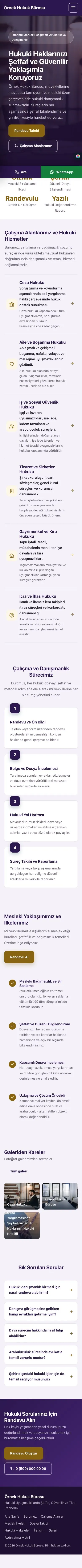 Sol Menü Mor Amber – Avukat ve Hukuk Bürosu Web Sitesi mobil görünümü