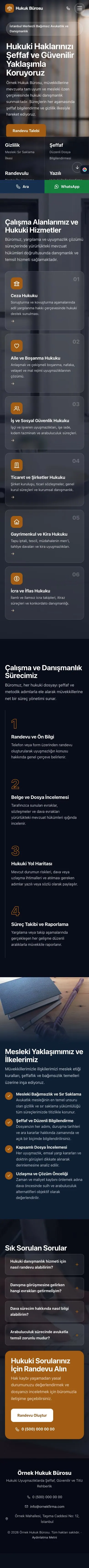 Tam Ekran Mavi Turuncu – Avukat ve Hukuk Bürosu Web Sitesi mobil görünümü