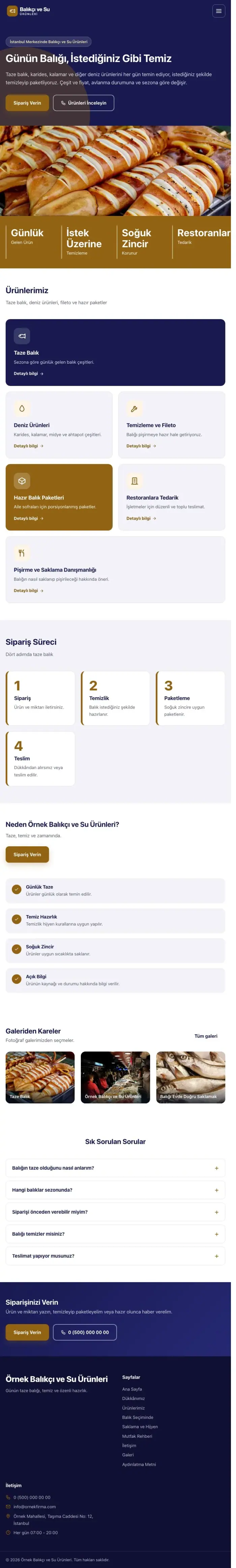 Blok Lacivert Turuncu – Balıkçı ve Su Ürünleri Web Sitesi tablet görünümü
