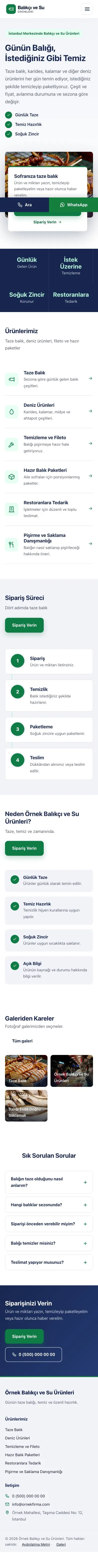 Bölünmüş Mavi Yeşil – Balıkçı ve Su Ürünleri Web Sitesi mobil görünümü
