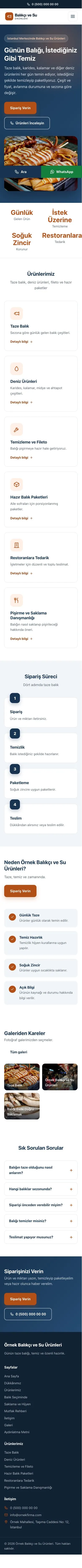 Klasik Mavi Turuncu – Balıkçı ve Su Ürünleri Web Sitesi mobil görünümü