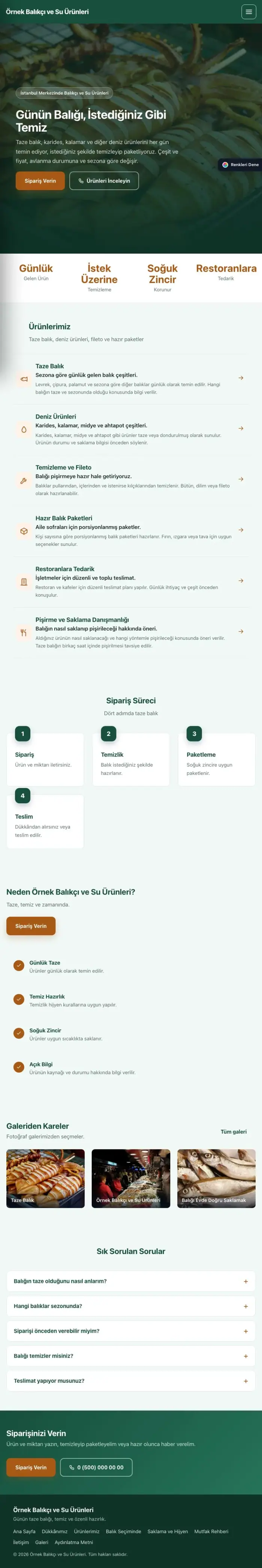 Sol Menü Petrol Turuncu – Balıkçı ve Su Ürünleri Web Sitesi tablet görünümü