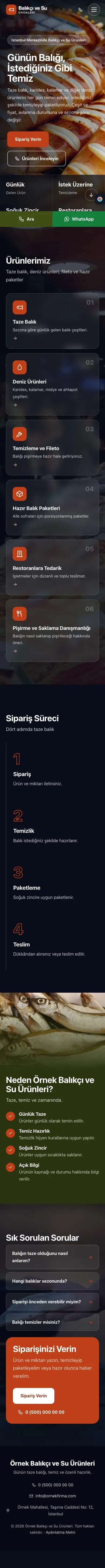 Tam Ekran Yeşil Turuncu – Balıkçı ve Su Ürünleri Web Sitesi mobil görünümü
