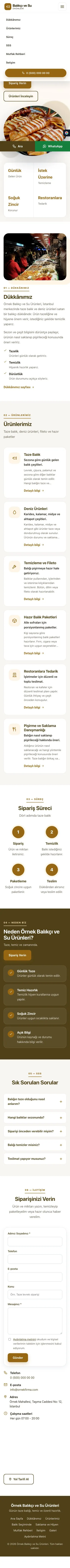 Tek Sayfa Kahve Turuncu – Balıkçı ve Su Ürünleri Web Sitesi mobil görünümü