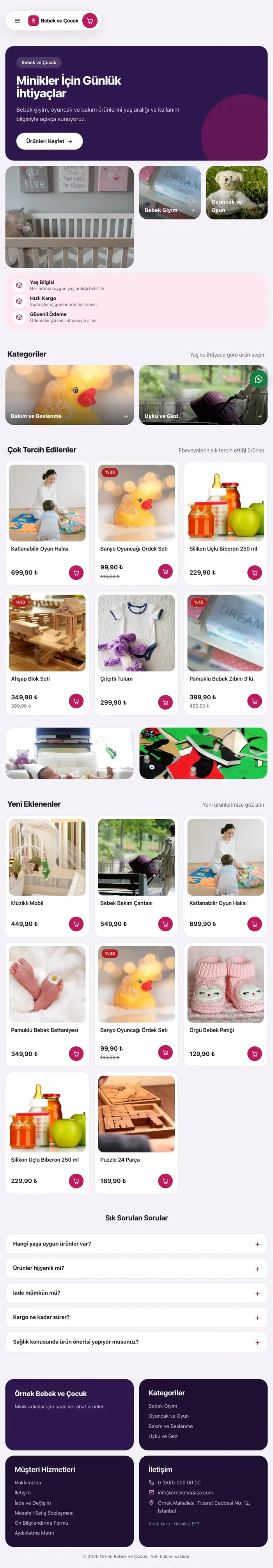 Bento Mor Pembe – Bebek ve Çocuk E-ticaret Sitesi tablet görünümü