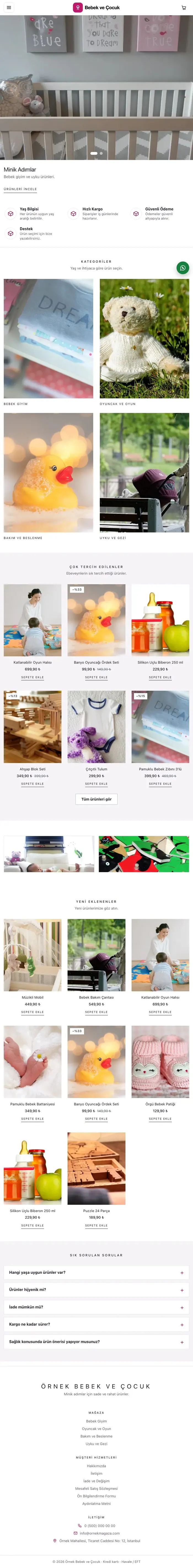 Galeri Mor Pembe – Bebek ve Çocuk E-ticaret Sitesi tablet görünümü