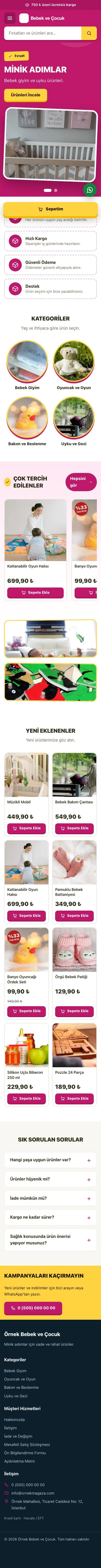 Kampanya Zeytin Pembe – Bebek ve Çocuk E-ticaret Sitesi mobil görünümü