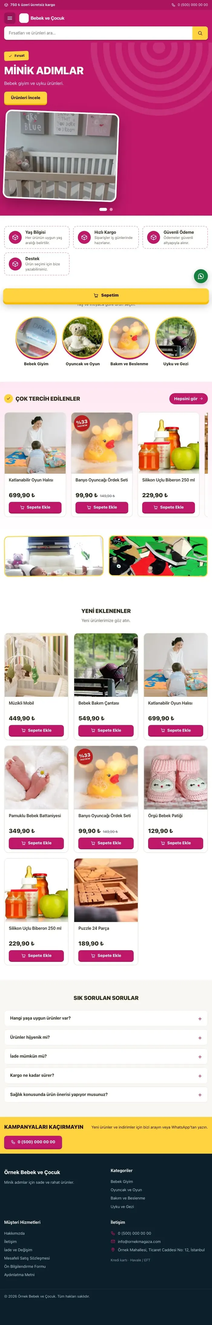 Kampanya Zeytin Pembe – Bebek ve Çocuk E-ticaret Sitesi tablet görünümü