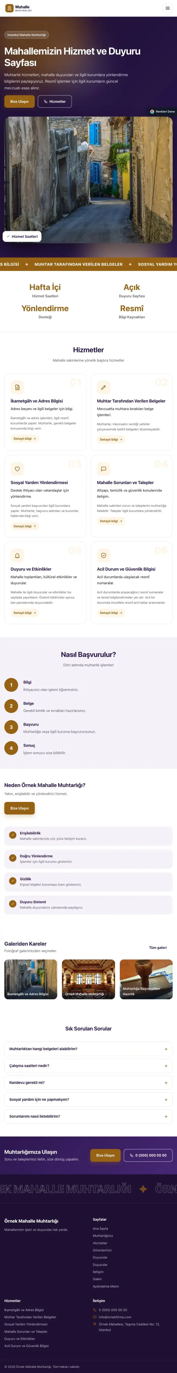 Hareketli Mor Turuncu – Belediye ve Muhtarlık Web Sitesi tablet görünümü