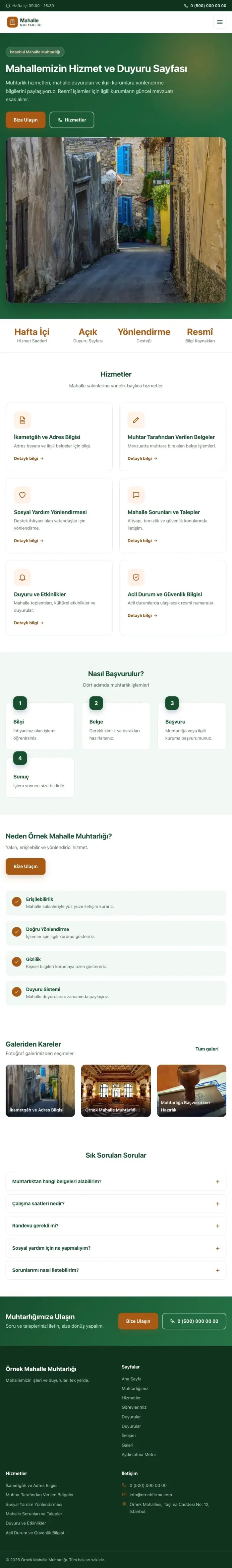 Klasik Yeşil Turuncu – Belediye ve Muhtarlık Web Sitesi tablet görünümü