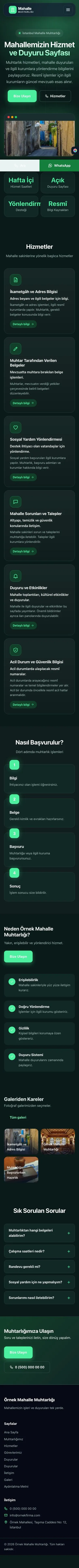 Koyu Modern Petrol Yeşil – Belediye ve Muhtarlık Web Sitesi mobil görünümü