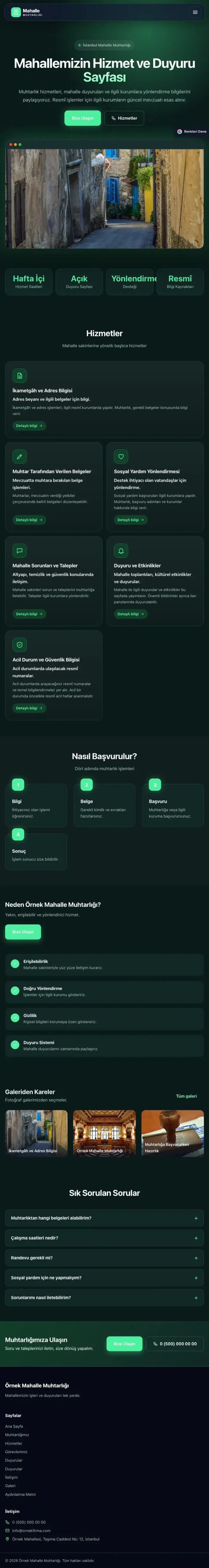 Koyu Modern Petrol Yeşil – Belediye ve Muhtarlık Web Sitesi tablet görünümü