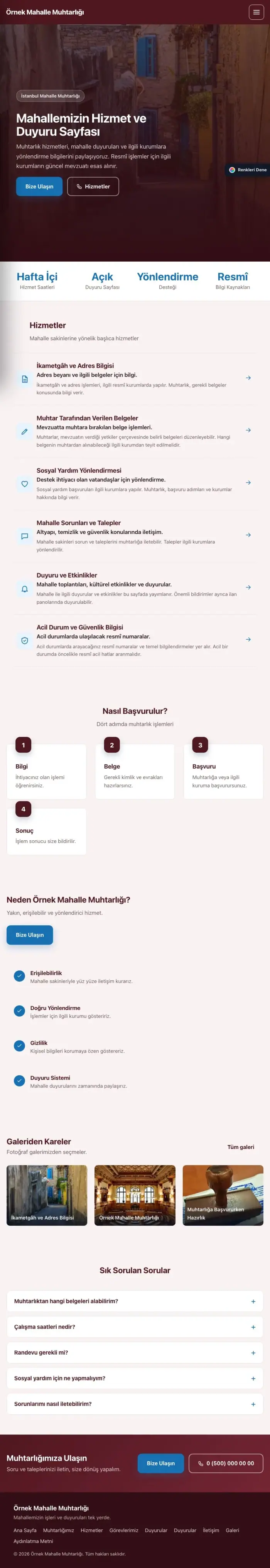 Sol Menü Bordo Mavi – Belediye ve Muhtarlık Web Sitesi tablet görünümü