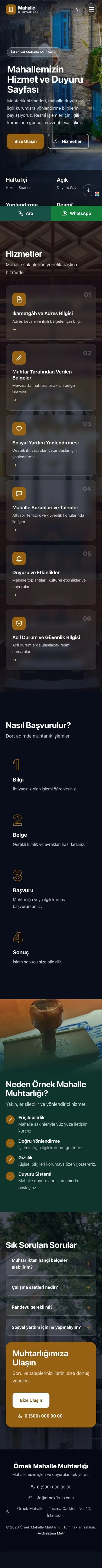 Tam Ekran Petrol Turuncu – Belediye ve Muhtarlık Web Sitesi mobil görünümü