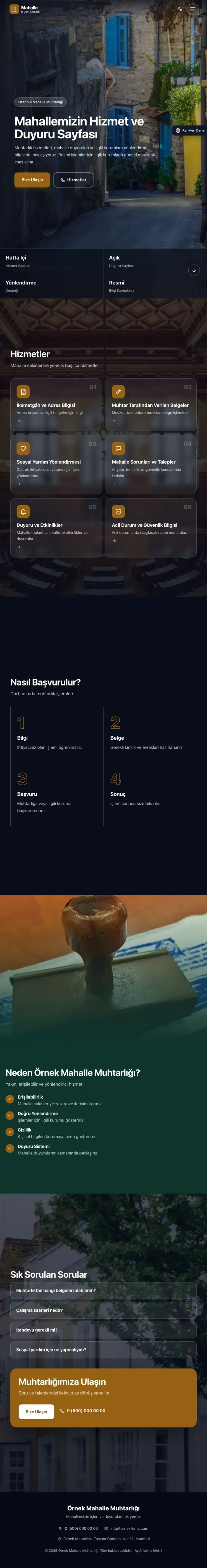 Tam Ekran Petrol Turuncu – Belediye ve Muhtarlık Web Sitesi tablet görünümü