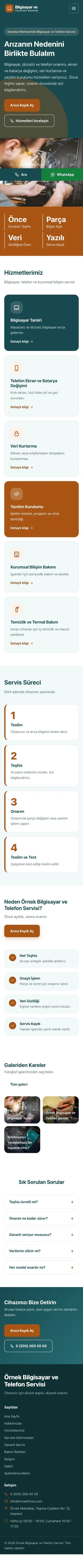 Blok Petrol Turuncu – Bilgisayar ve Telefon Servisi Web Sitesi mobil görünümü