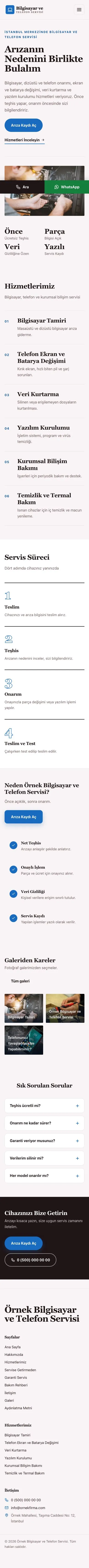 Dergi Editoryal Bordo Mavi – Bilgisayar ve Telefon Servisi Web Sitesi mobil görünümü