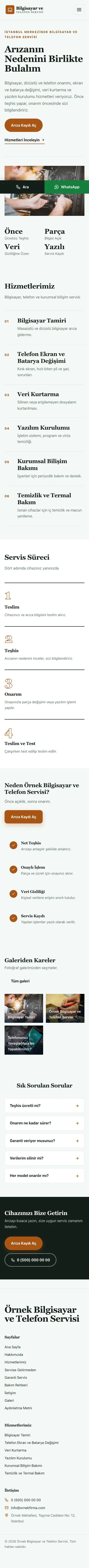 Dergi Editoryal Yeşil Turuncu – Bilgisayar ve Telefon Servisi Web Sitesi mobil görünümü
