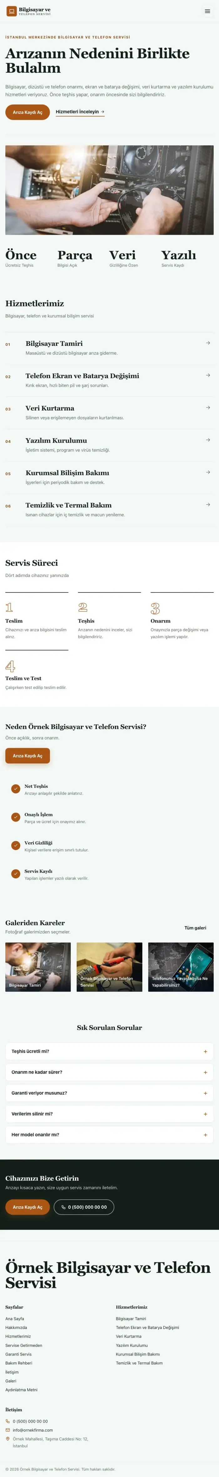 Dergi Editoryal Yeşil Turuncu – Bilgisayar ve Telefon Servisi Web Sitesi tablet görünümü