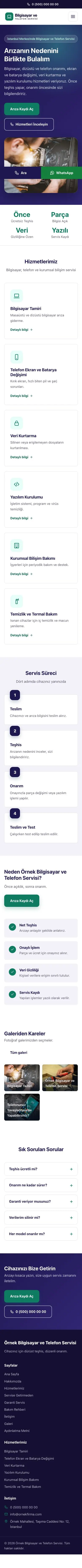 Klasik Lacivert Turkuaz – Bilgisayar ve Telefon Servisi Web Sitesi mobil görünümü