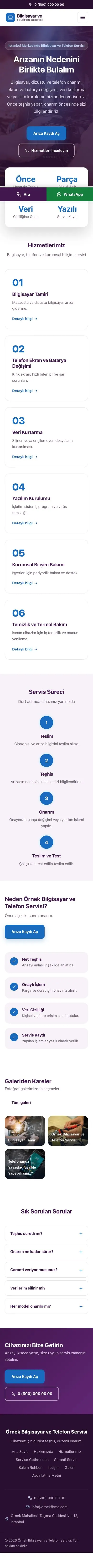 Merkez Mor Mavi – Bilgisayar ve Telefon Servisi Web Sitesi mobil görünümü