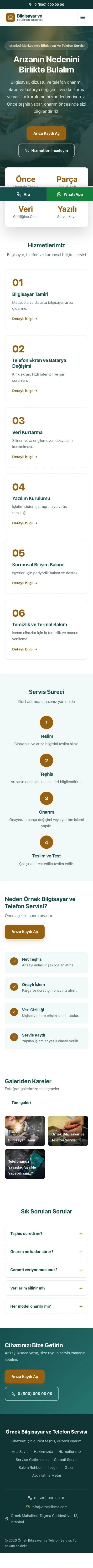 Merkez Petrol Turuncu – Bilgisayar ve Telefon Servisi Web Sitesi mobil görünümü