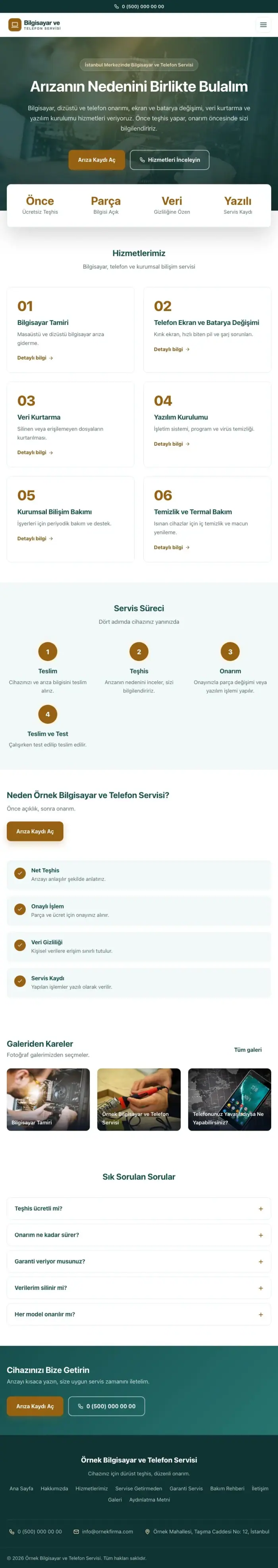 Merkez Petrol Turuncu – Bilgisayar ve Telefon Servisi Web Sitesi tablet görünümü